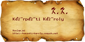 Kárpáti Károly névjegykártya